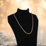 On bust display of Sleek Dual-Tone Kaju Katli Chain 925 Silver