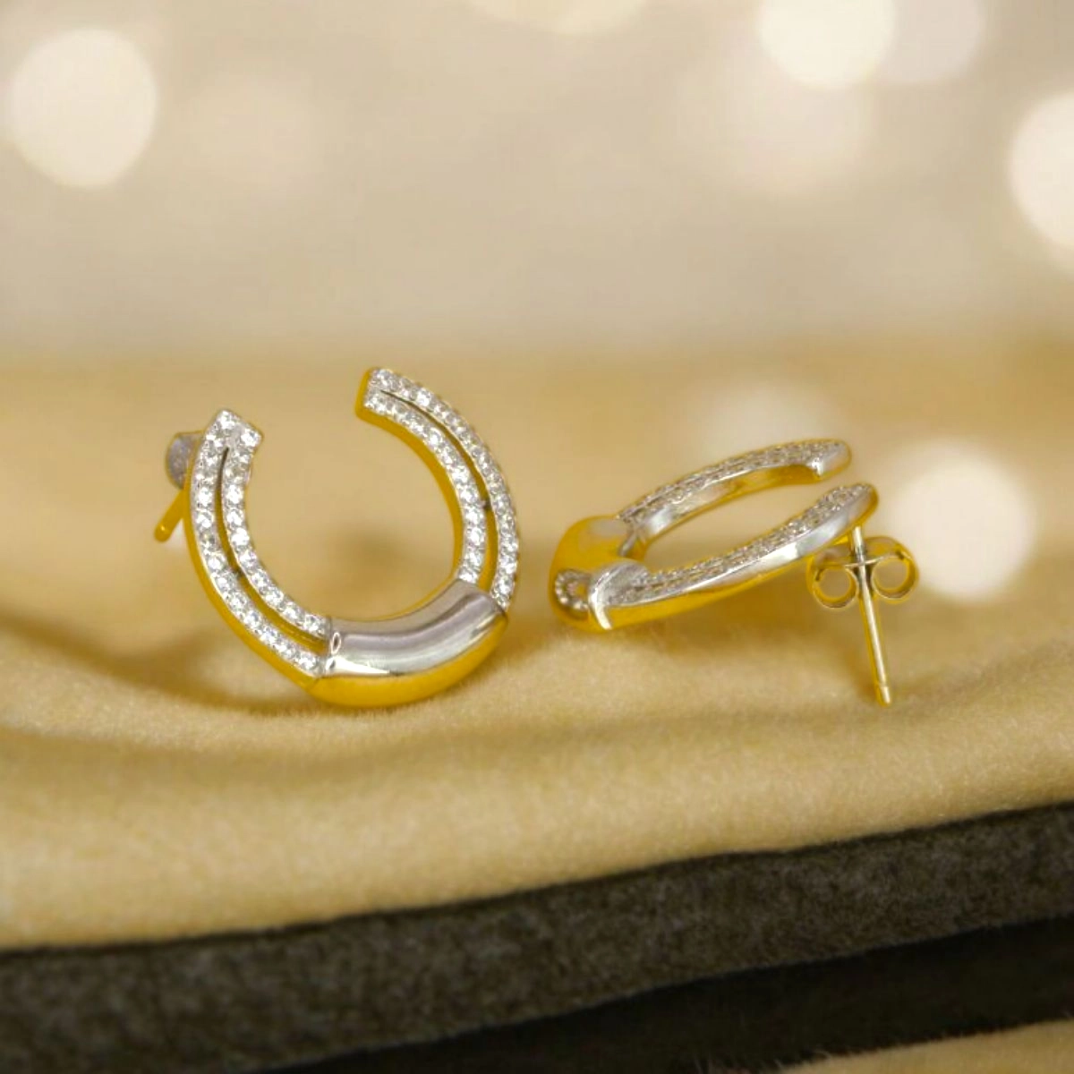 Sparkling CZ Pave Huggie Hoop Earrings – 925 Silver 2 Side view of Sparkling CZ Pave Huggie Hoop Earrings 925 Silver