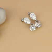 Top view of Magnificent Pave CZ Pear Drop Earrings 925 Silver