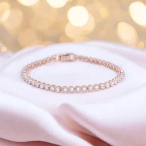 Classic Rose Gold CZ Tennis Bracelet – 925 Silver 6 Close up of Classic Rose Gold CZ Tennis Bracelet 925 Silver