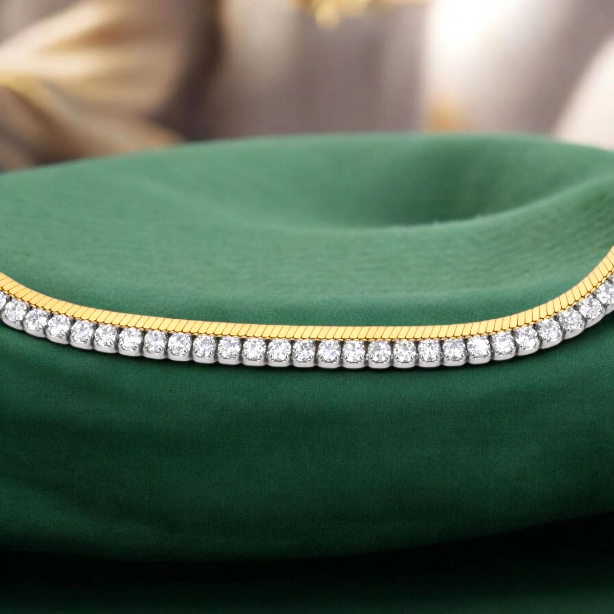 Dual-Tone Layered Tennis Chain Bracelet – 925 Silver 1 Close up of Dual-Tone Layered Tennis Chain Bracelet 925 Silver