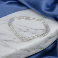 Close up of Elegant Multi-Strand Silver Bracelet 925 Silver