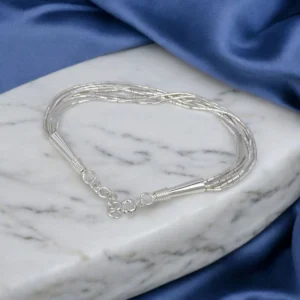 Elegant Multi-Strand Silver Bracelet – 925 Silver 8 Close up of Elegant Multi-Strand Silver Bracelet 925 Silver