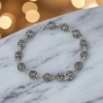 Close up of Oxidized Rudraksha-Style Bead Bracelet 925 Silver