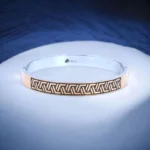Close up view of Modern Geometric Kada Cuff Bracelet 925 Silver