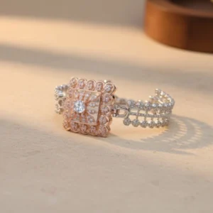 Regal Dual-Tone CZ Statement Bracelet – Rose Gold 925 Silver 3 Side view of Regal Dual-Tone CZ Statement Bracelet Rose Gold 925 Silver