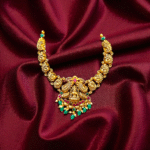 Close up of Antique Lakshmi Peacock Motif Necklace Gold Plated 925 Silver