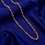 Close up of Divine Rudraksha and Shiv Damru Mala Chain 925 Silver