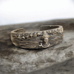 Close up of Divine Shiva Oxidized Silver Kada 925 Silver