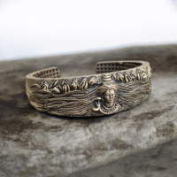 Close up of Divine Shiva Oxidized Silver Kada 925 Silver