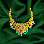 Close up of Royal Antique Peacock Nakshi Necklace Gold Plated 925 Silver