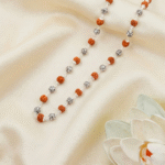 Full length view of Divine Rudraksha and Silver Bead Mala Chain 925 Silver
