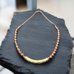 Top view of Striking Dual-Tone Greek Key Bar Necklace 925 Silver