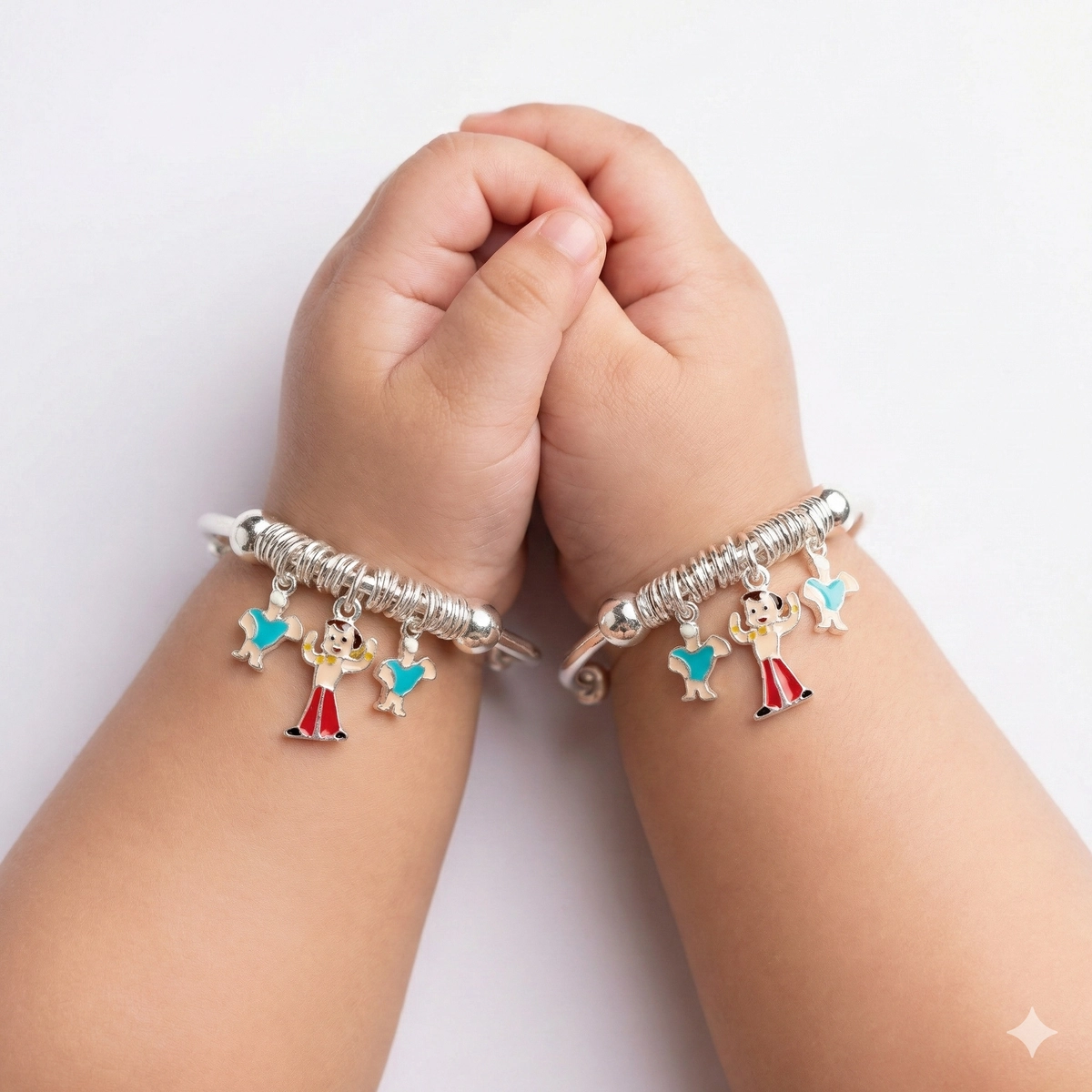 Little Adjustable Silver Chota Bheem Kids Kadali – 925 Silver 3 Baby wearing Little Adjustable Silver Chota Bheem Kids Kadali 925 Silver