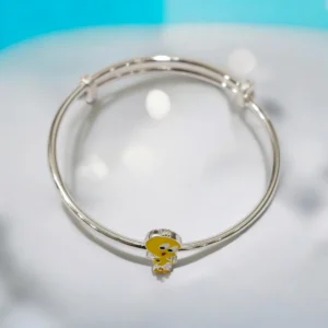 Close up of Adjustable Cute Yellow Cartoon Bird Kids Kadali 925 Silver
