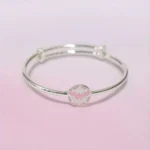 Close up of Adjustable Little Wonder Pink Emblem Kids Kadali 925 Silver
