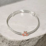Close up of Adjustable Petite Peach Clover Kids Kadali 925 Silver