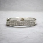Close up of Luxe Pave Bar Rectangular Kada 925 Silver