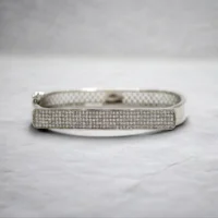 Close up of Luxe Pave Bar Rectangular Kada 925 Silver