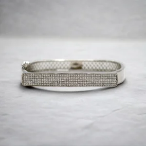 Luxe Pave Bar Rectangular Kada – 925 Silver