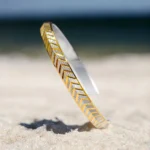 Close up of Modern Dual-Tone Chevron Arrow Kada 925 Silver