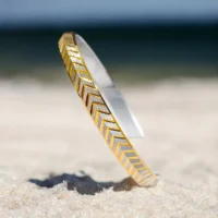 Close up of Modern Dual-Tone Chevron Arrow Kada 925 Silver
