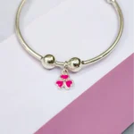 Close up of Petite Pink Clover Kids Kadali 925 Silver