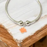 Close up of Playful Adjustable Silver Peach Paw Print Kids Kadali 925 Silver
