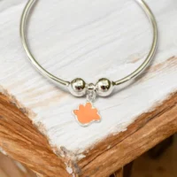 Close up of Playful Adjustable Silver Peach Paw Print Kids Kadali 925 Silver