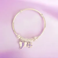 Close up of Playful Adjustable Silver Purple Butterfly Flower Kids Kadali 925 Silver