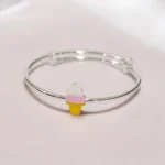 Close up of Sweet Adjustable Pink White Ice Cream Kids Kadali 925 Silver