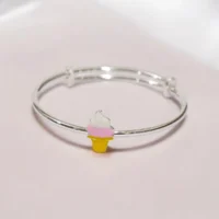 Close up of Sweet Adjustable Pink White Ice Cream Kids Kadali 925 Silver