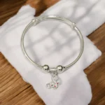 Close up of Sweet Pink Butterfly Outline Kids Kadali 925 Silver