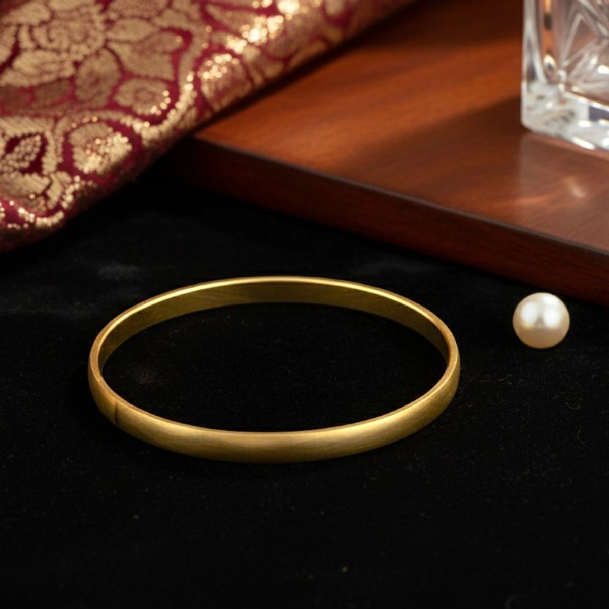 Classic Gold Polish Men's Kada – 925 Silver 2 Front view of Classic Gold Polish Men's Kada 925 Silver