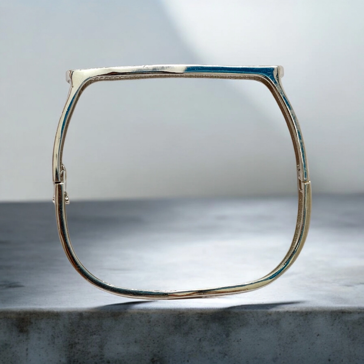 Luxe Pave Bar Rectangular Kada – 925 Silver 3 Front view of Luxe Pave Bar Rectangular Kada 925 Silver