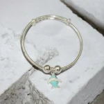 Front view of Playful Adjustable Silver Aqua Dolphin Kids Kadali 925 Silver