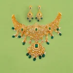 Full length display of Royal Emerald CZ Floral Necklace Set 925 Silver