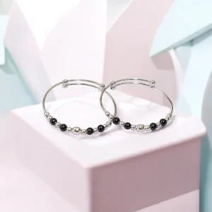 Full length view of Adjustable Timeless Black Bead Silver Nazariya Kids Kadali 925 Silver