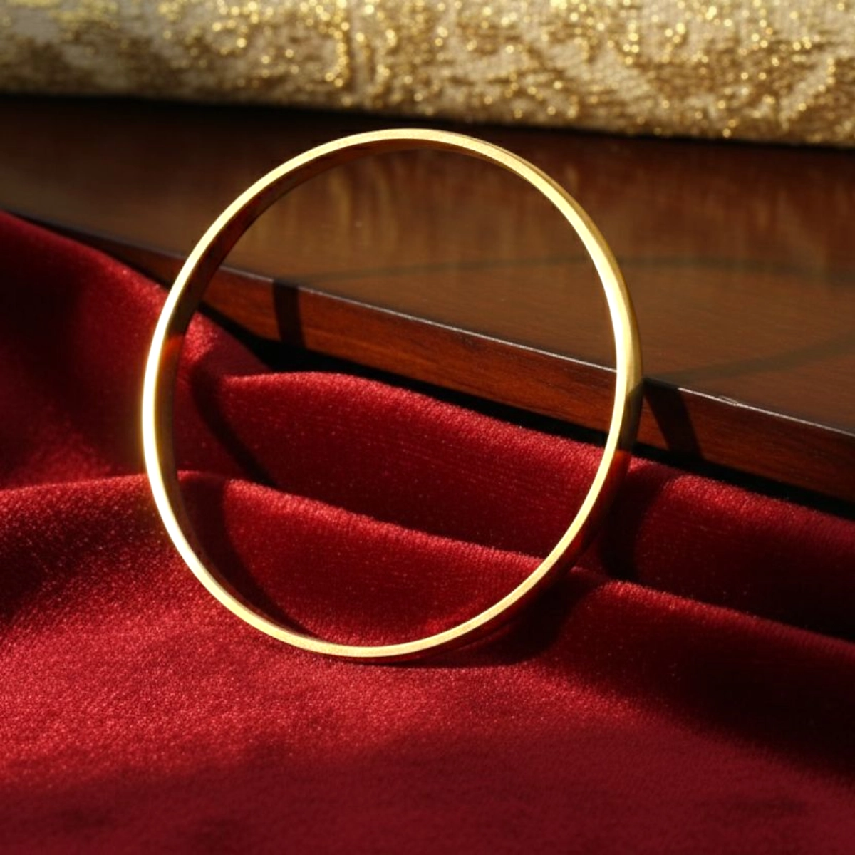 Classic Gold Polish Men's Kada – 925 Silver 3 Side view of Classic Gold Polish Men's Kada 925 Silver