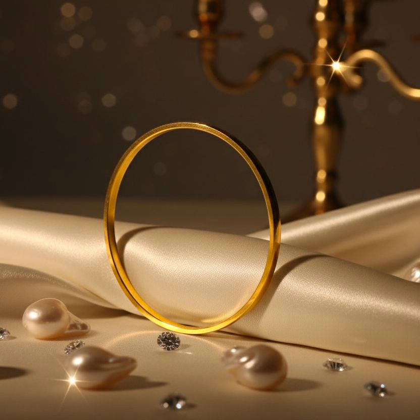 Elegant Hammered Smooth Gold Bangles – 925 Silver 2 Side view of Elegant Hammered Smooth Gold Bangles 925 Silver