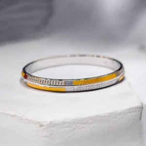 Top view of Royal Dual-Tone Textured Kada 925 Silver